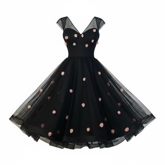 Robert Link By Fazzi California Dresses & Skirts - Robert Link By Fazzi California Black Pink Floral Lace Prom Dresses, Size XS